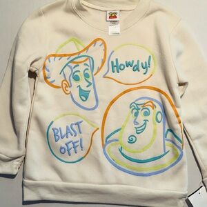 NWT Disney Pixar Toy Story Buzz Woody Cream Sweatshirt 4 Boys Kids